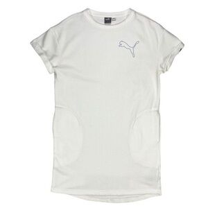 Puma Exercise Dress Womens Size Medium White Athletic Short Sleeve Logo Pockets